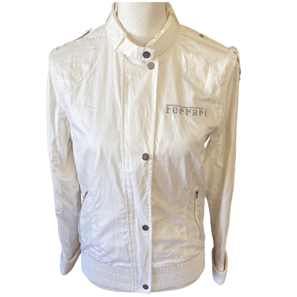 Puma Vintage Y2K 2000s PUMA Ferrari Scuderia White Nylon Racing Jacket Medium